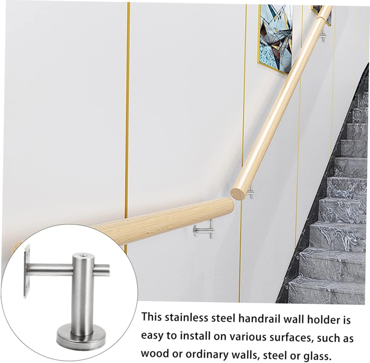 SHINEOFI 2pcs Adjustable Stair Railing Support Handrail Bracket for Indoor Stairs Stainless Steel Armrest Bracket