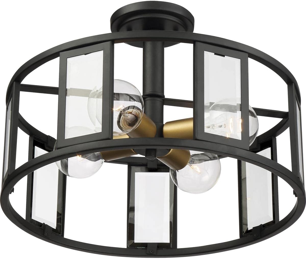 Nuvo Lighting 60/6413 Transitional Four Light Semi Flush Mount from Payne Collection in Black Finish