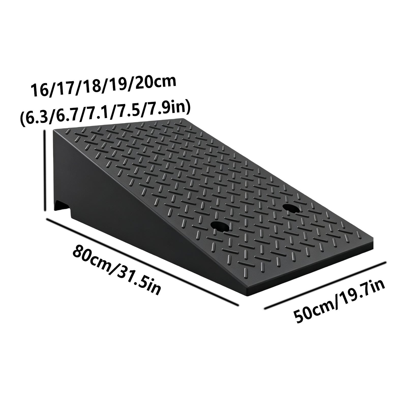 Rampa de Bordillo de Goma 16-20cm Rampa de Carga 4400 LB de Capacidad | Estructura Estable de Rejilla, Superficie Texturizada, para Coche, Moto, Silla de Ruedas, Andador(18cm/7.1" H)