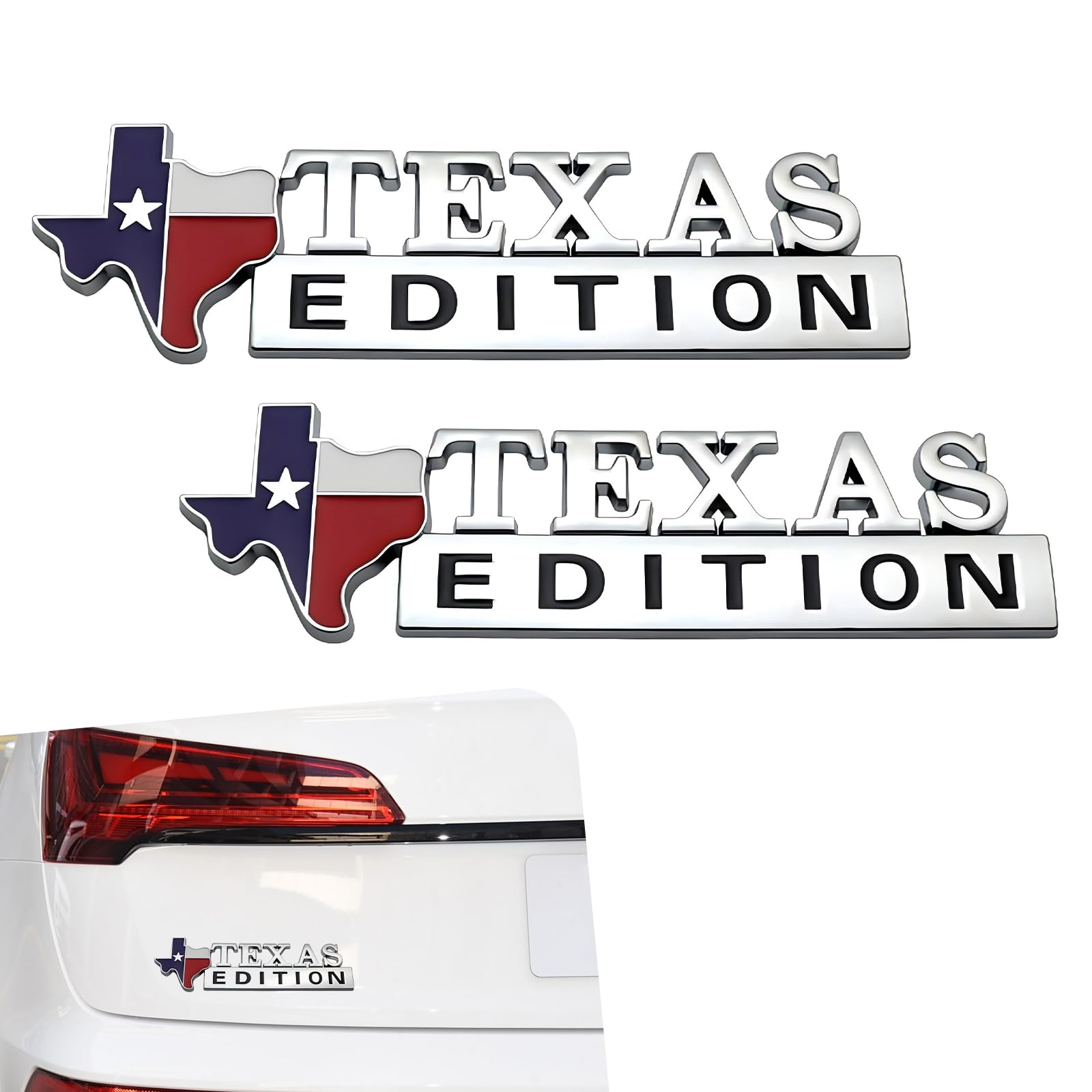 3D Texas Edition Sticker, 6.33" x 1.92" Waterproof Rust-Proof Personalized Decoration Multi-Purpose DIY Decals for Car Body Trunk Hood, Universal for