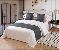 Vista 7 de Bufanda de cama sólida para hotel, hostal, resorts, dormitorio (naranja, 94.5 x 18.9 in para cama de 5.9 ft)