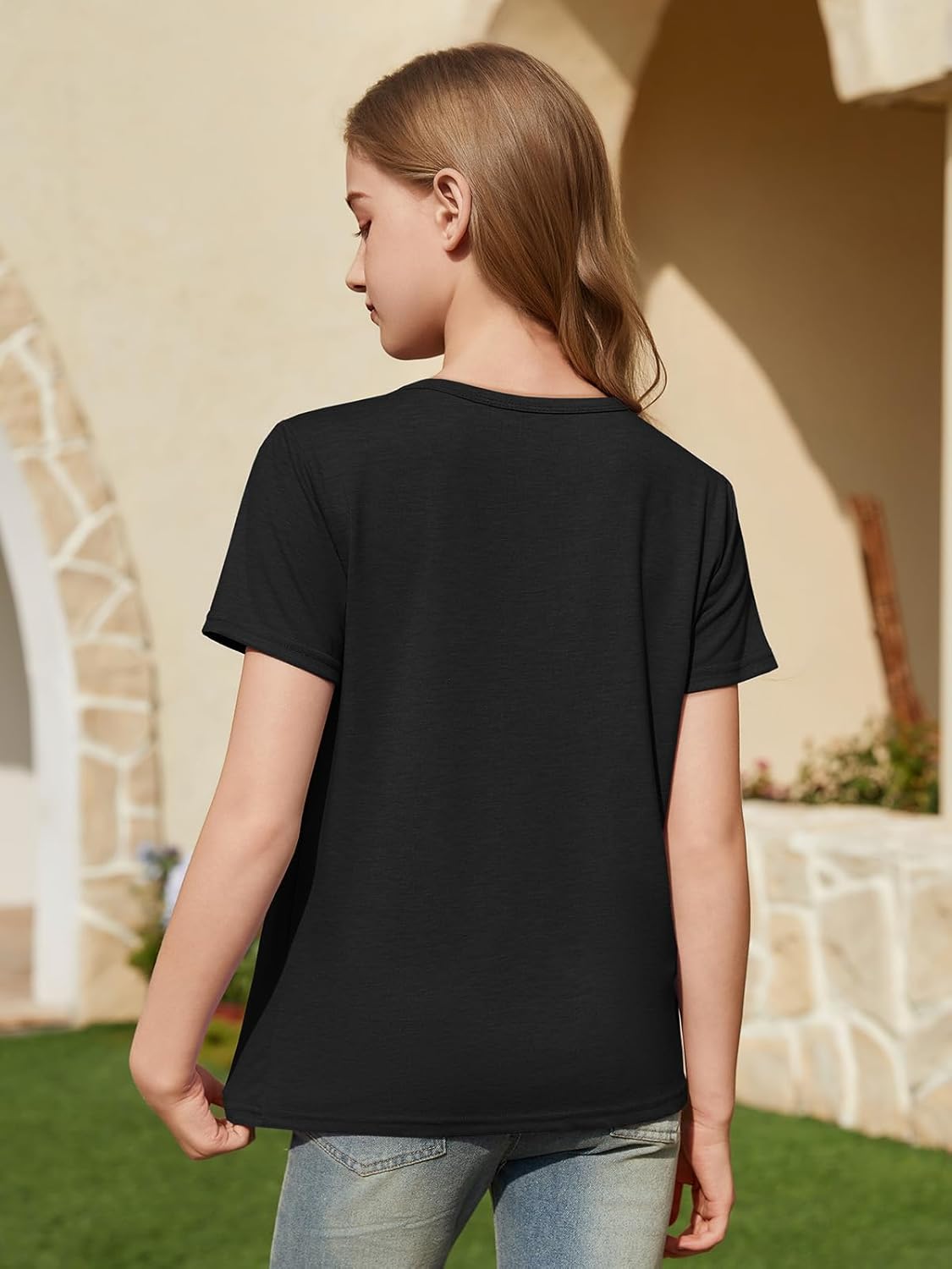 ZDC Girls Short Sleeve T Shirts Kids Crewneck Summer Tops Basic Tees 5-14 Years - Image 2