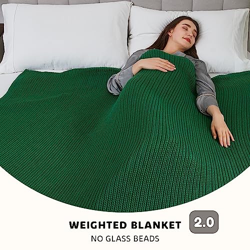L'AGRATY Knitted Weighted Blanket - 60"x80" 15lbs Cooling Chunky Knit Heavy Blanket for Adults Braided Crochet Throw Thick Cable Yarn Knit Decorative No Beads Evenly Weighted Machine Washable