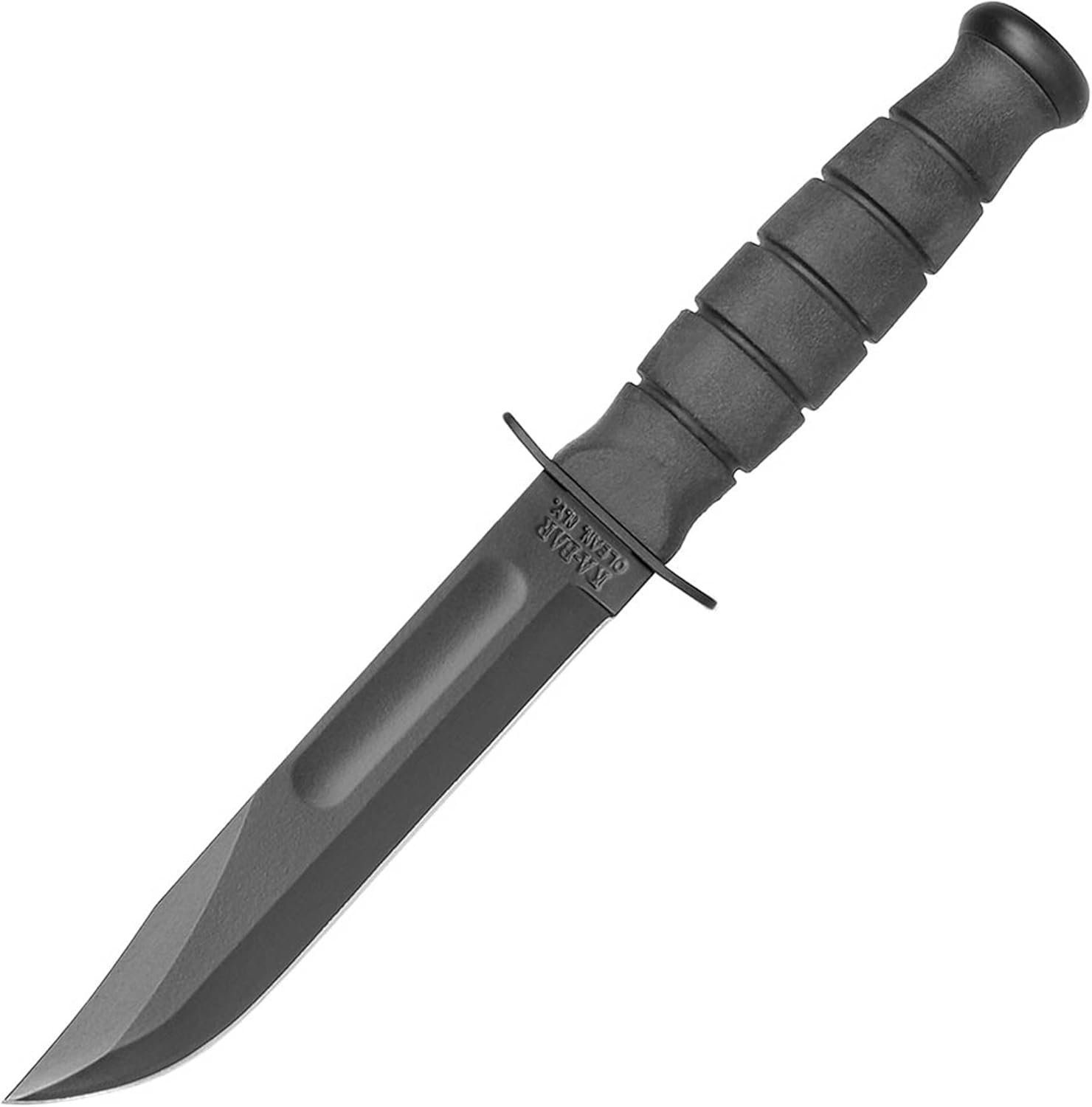 KA-BAR Short Fighting Fixed Blade Knife 5.25" Clip Point 1095 Cro-Van Black Powder Coat Blade Kraton Handle Black