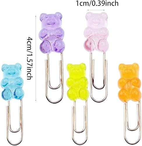Miniatura 2 de 20 clips de papel de metal, clips de notas de oso arcoíris, clips de archivo de colores caramelo, suministros de papelería, bonitos clips de