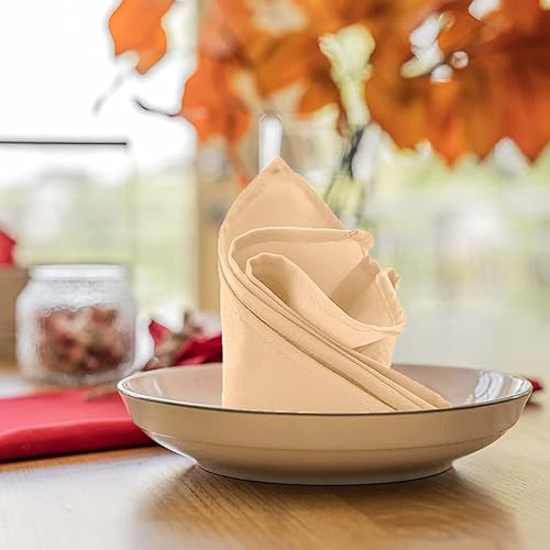 Miniatura 4 de Servilletas de tela de 17 x 17 pulgadas, servilletas de lino 100% poliéster, duraderas y absorbentes, con bordes dobladillos, ideales para fiestas y