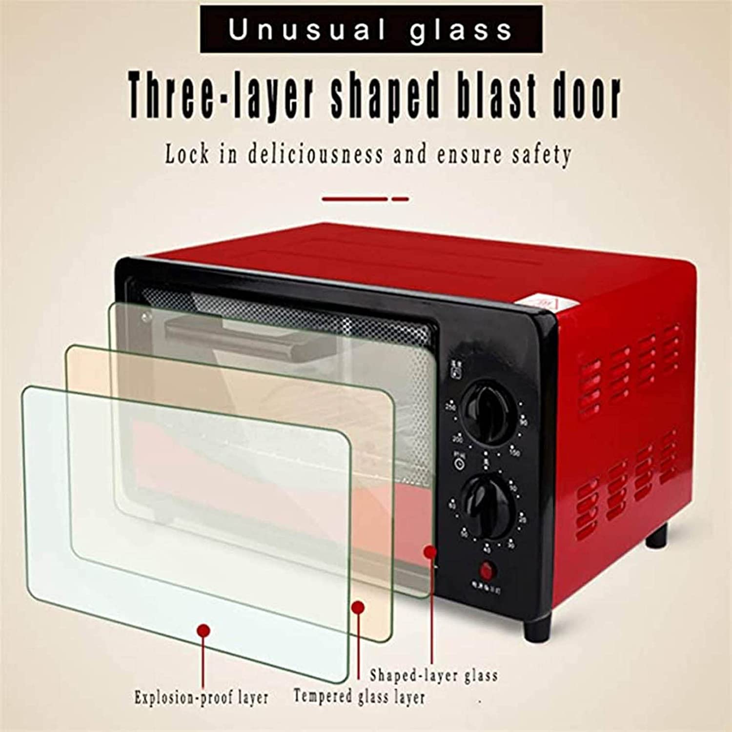 Mini Forno Macchina for la Colazione Tre in Uno 12L Controllo della Temperatura Regolabile 60 Minuti Tostapane a Convezione Temporizzata Forno Domestico Multifunzionale Facile da Pulire