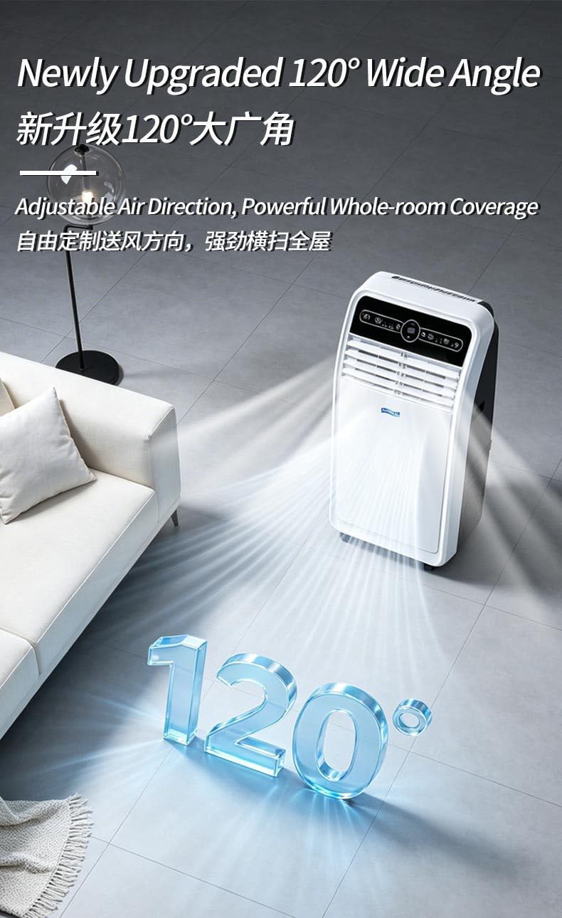 Condizionatore d'aria portatile 12000 BTU, unità CA 5 in 1 con telecomando per raffreddamento rapido, ideale per soggiorno, ufficio, palestra, copre aree fino a 350 mq, spina UK