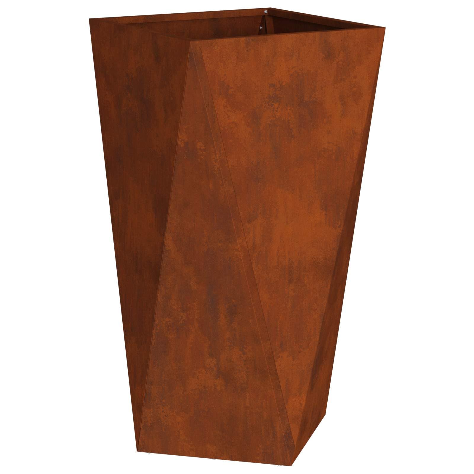 Donica Ogrodowa Stalowa 40x40x75 cm Rdza Rustykalny Pojemnik na Rośliny Dekoracyjny Skrzynia na Kwiaty na Taras Balkon Ogród Patio Odporna na Warunki Atmosferyczne Nowoczesny Design