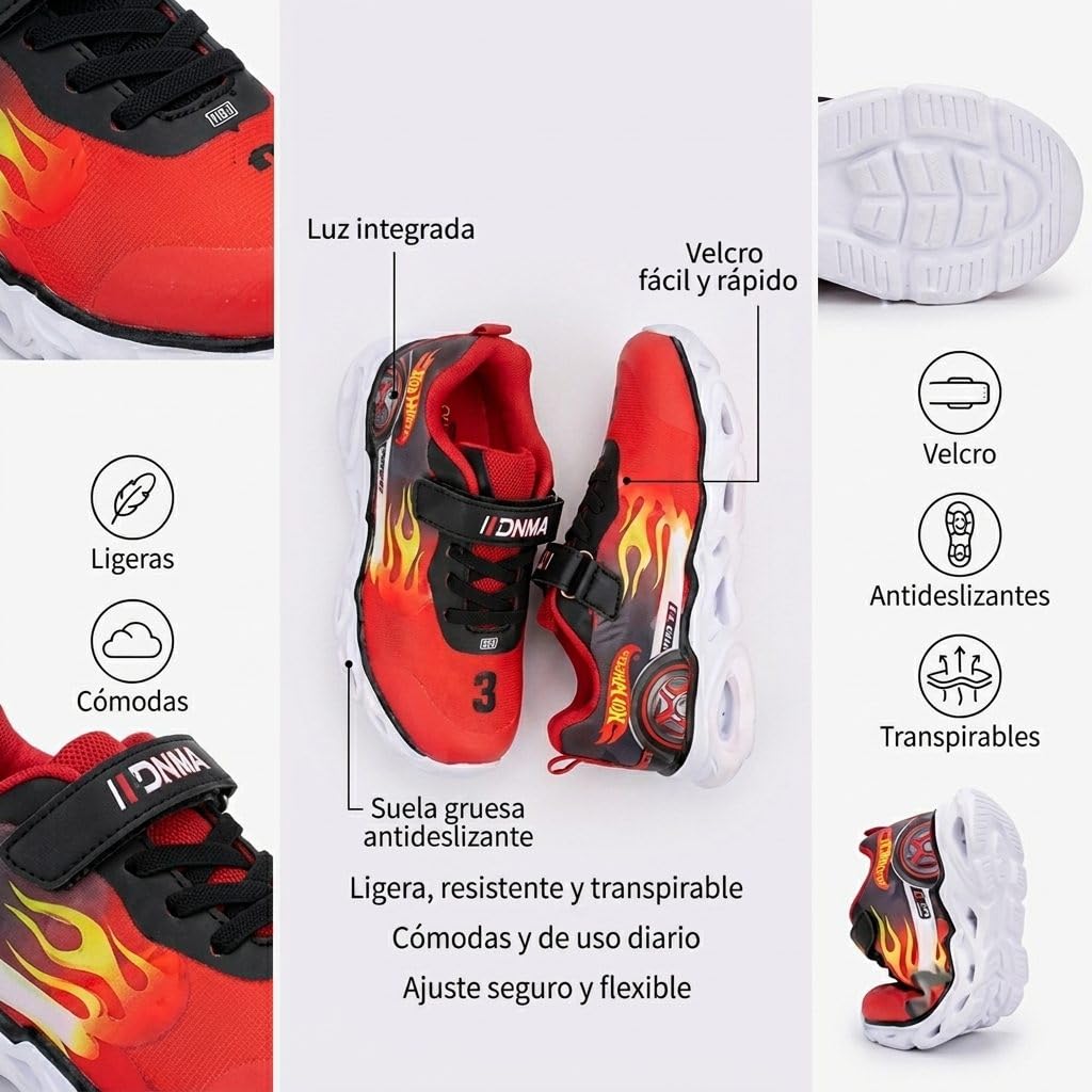 CERDÁ Life's Little Moments Scarpe da Ginnastica Hot Wheels Luminose con Suola in Eva Leggera - Scarpe Hot Wheels Comode per Bambini E Bambine Scarpe da ginnasticaUnisex - Bambini e Ragazzi