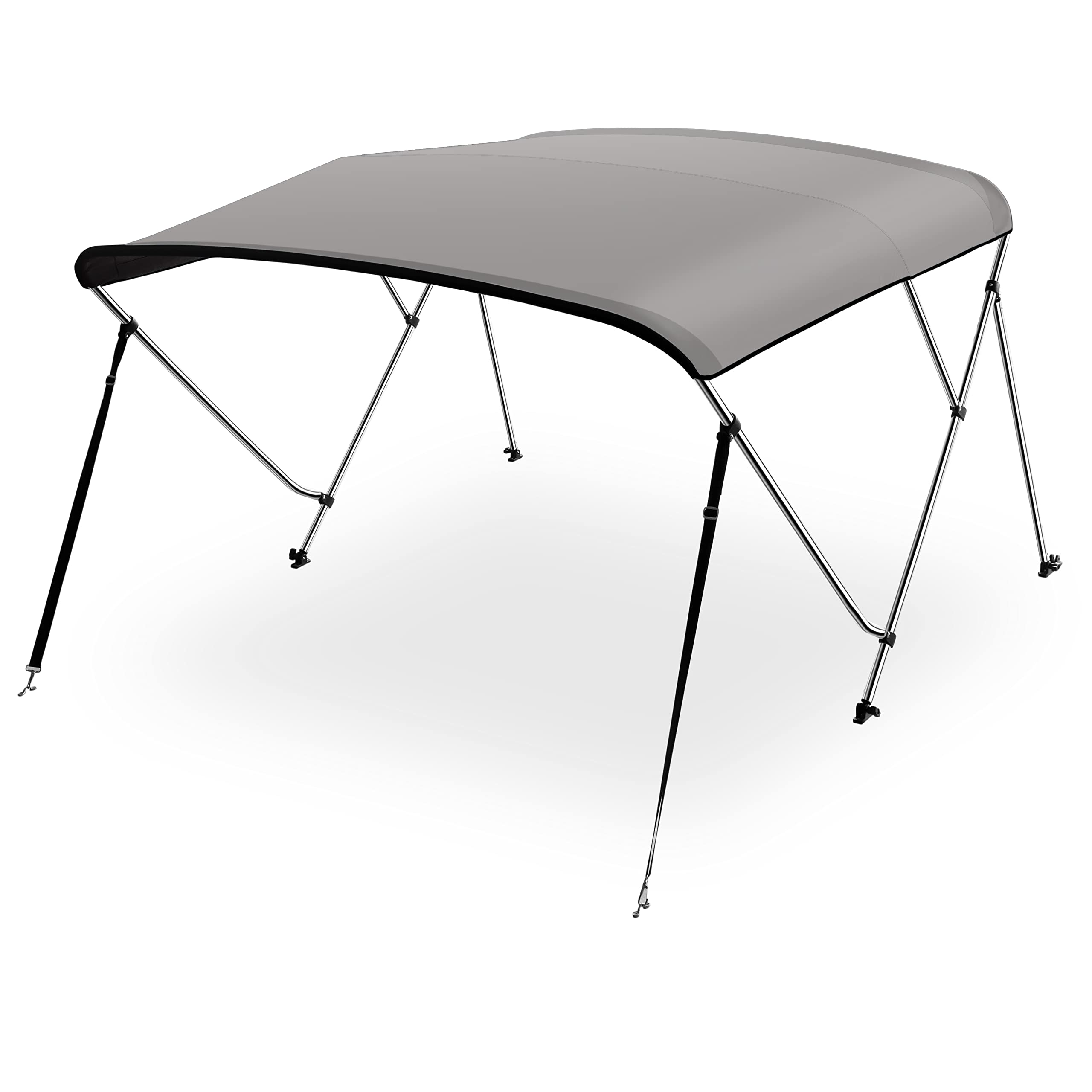 SereneLife Waterproof Boat Bimini Top Cover-79-84'W 4 Bow Bimini Top Canvas Sun Shade Boat Canopy 1' Double Wall Alu Frame Tube,2 Straps 2 Rear Support Poles,Storage Boot-SereneLife SLBT4GR798(Gray)