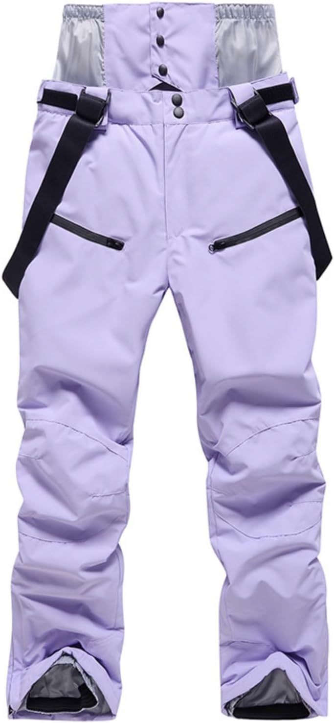 Womens Men's Ski Bib Pants Baggy Adjustable Snow Overalls Waterproof Windproof Insulated Winter Snowboard Jumpsuits