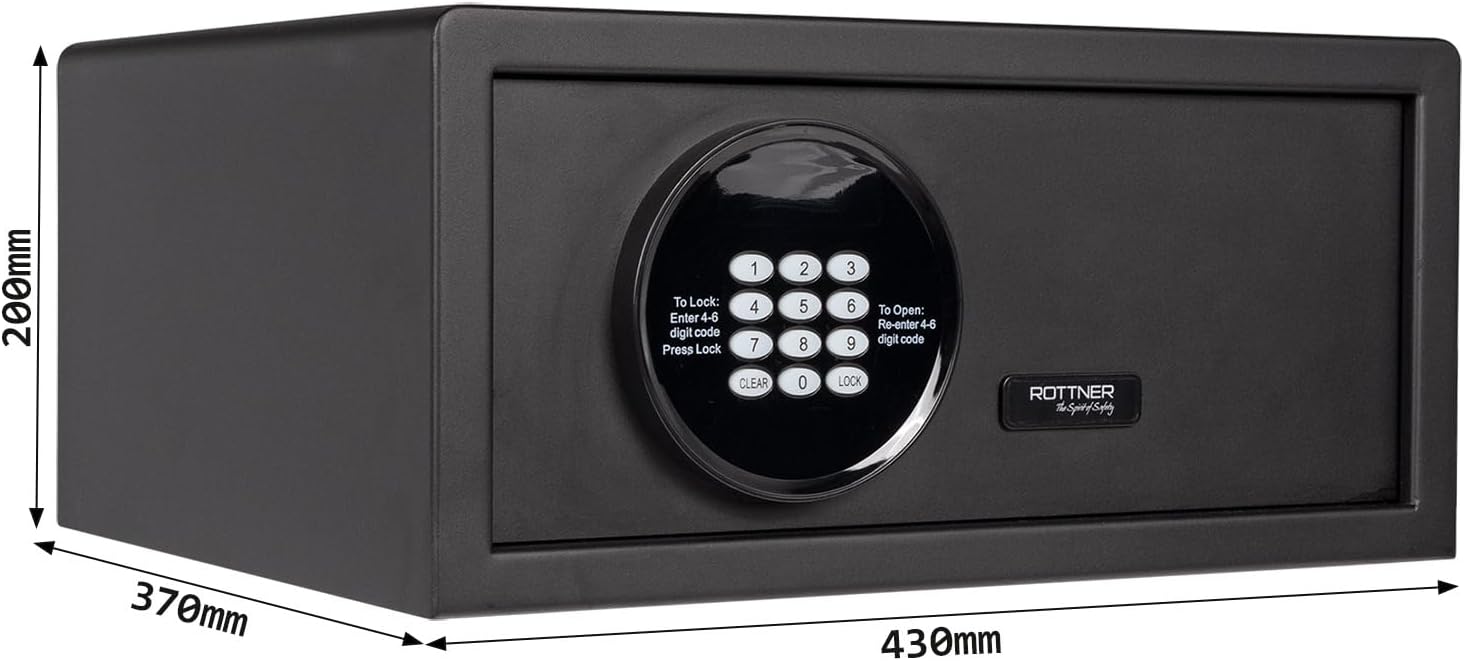 Rottner Furniture Safe Aurora Lap Anthracite Electronic Lock Mechanical Electronic Emergency Opening Steel Includes Mounting Material