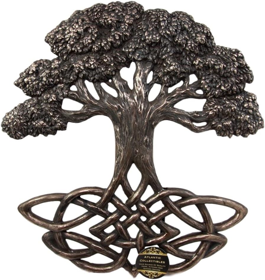 Ebros Gift Celtic Yggdrasil Tree of Life With Symbolic Knotwork Root System Decorative Wall Plaque Decor Figurine 13" H Wicca Heaven And Earth Spiritual Connection Link Accent