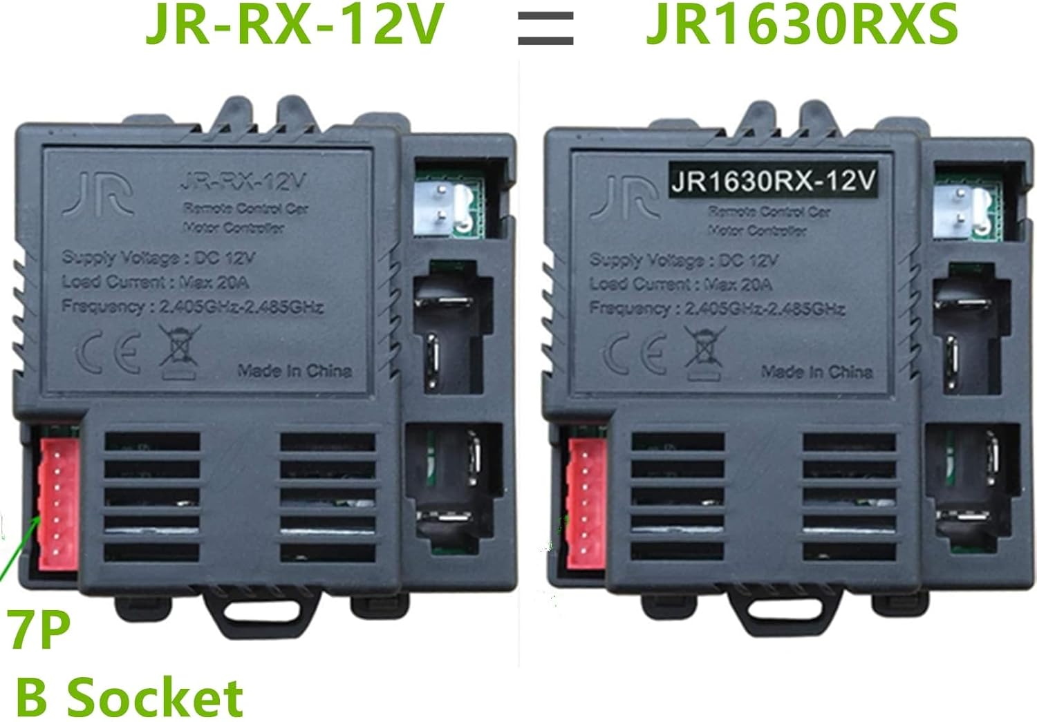 JR1630RXS JR-RX-12V Kids Powered Ride on car 2.4G Bluetooth Remote Control and Receiver Kit Controller Control Box Accessories for Children Electric Ride On Car Replacement Parts