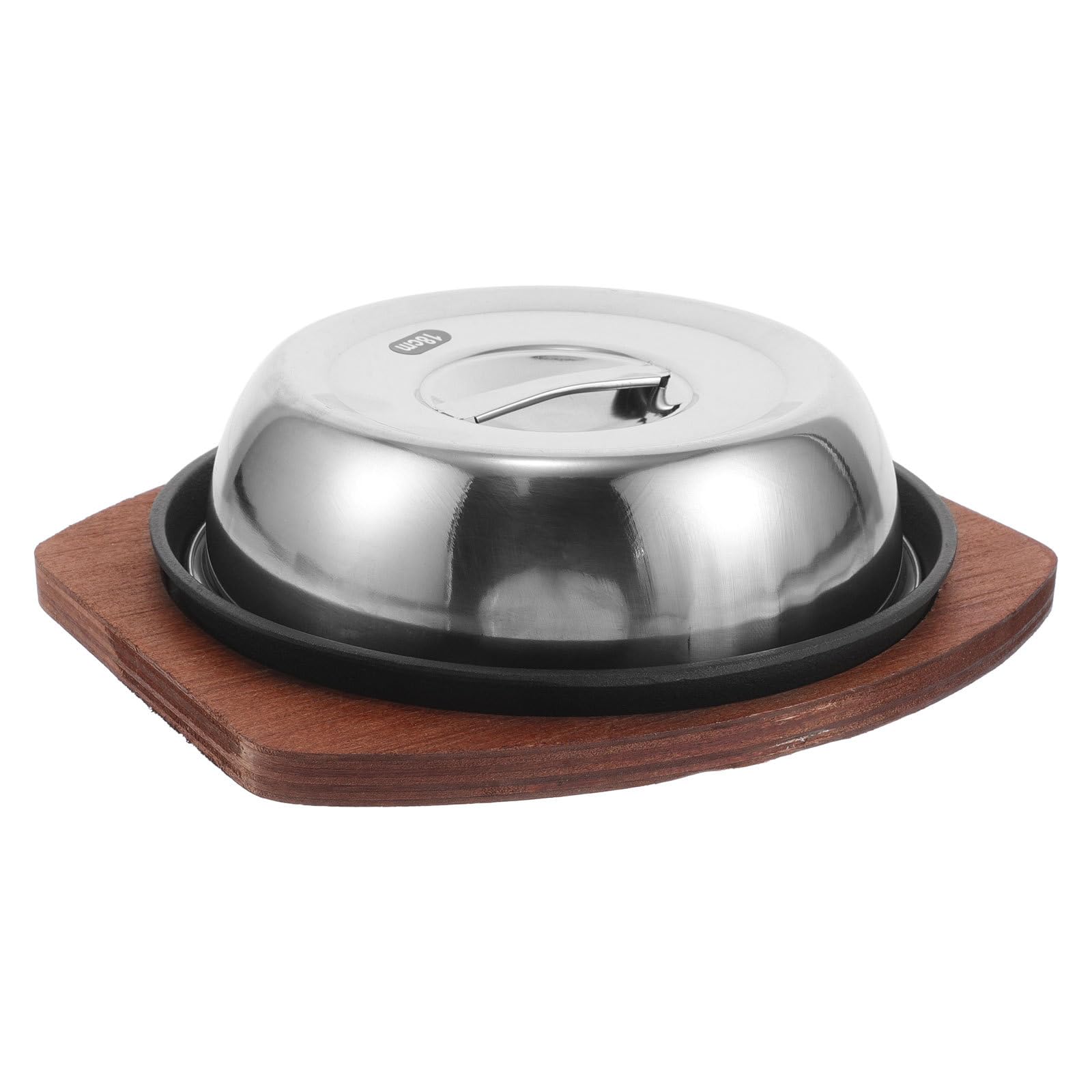 Poêle à steak en fer ronde 19 cm SEWACC avec couvercle en fonte pour barbecue