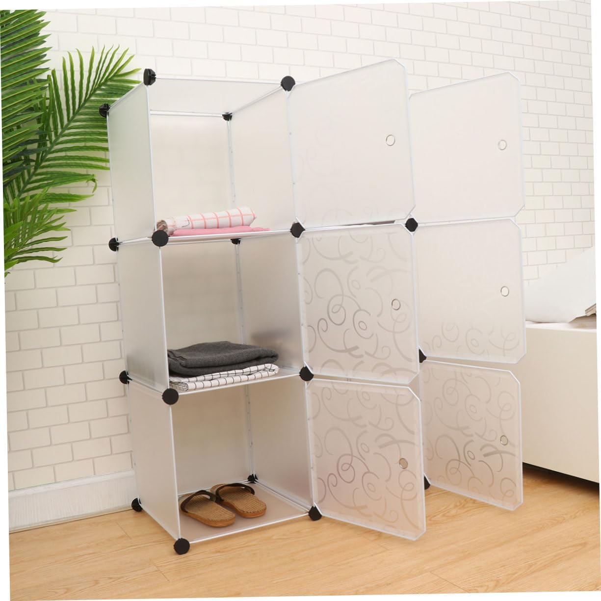 Unomor 6Grids Plastic DIY Closet Organizer Storage Cabinet for Home Dorm Bedroom Office Easy Assembly Lightweight for Clothes Books More