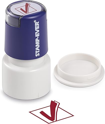 Miniatura 3 de Stamp-Ever Sello de mensaje preentintado - Marca de verificación, tinta roja - Tamaño de impresión 34" redondo