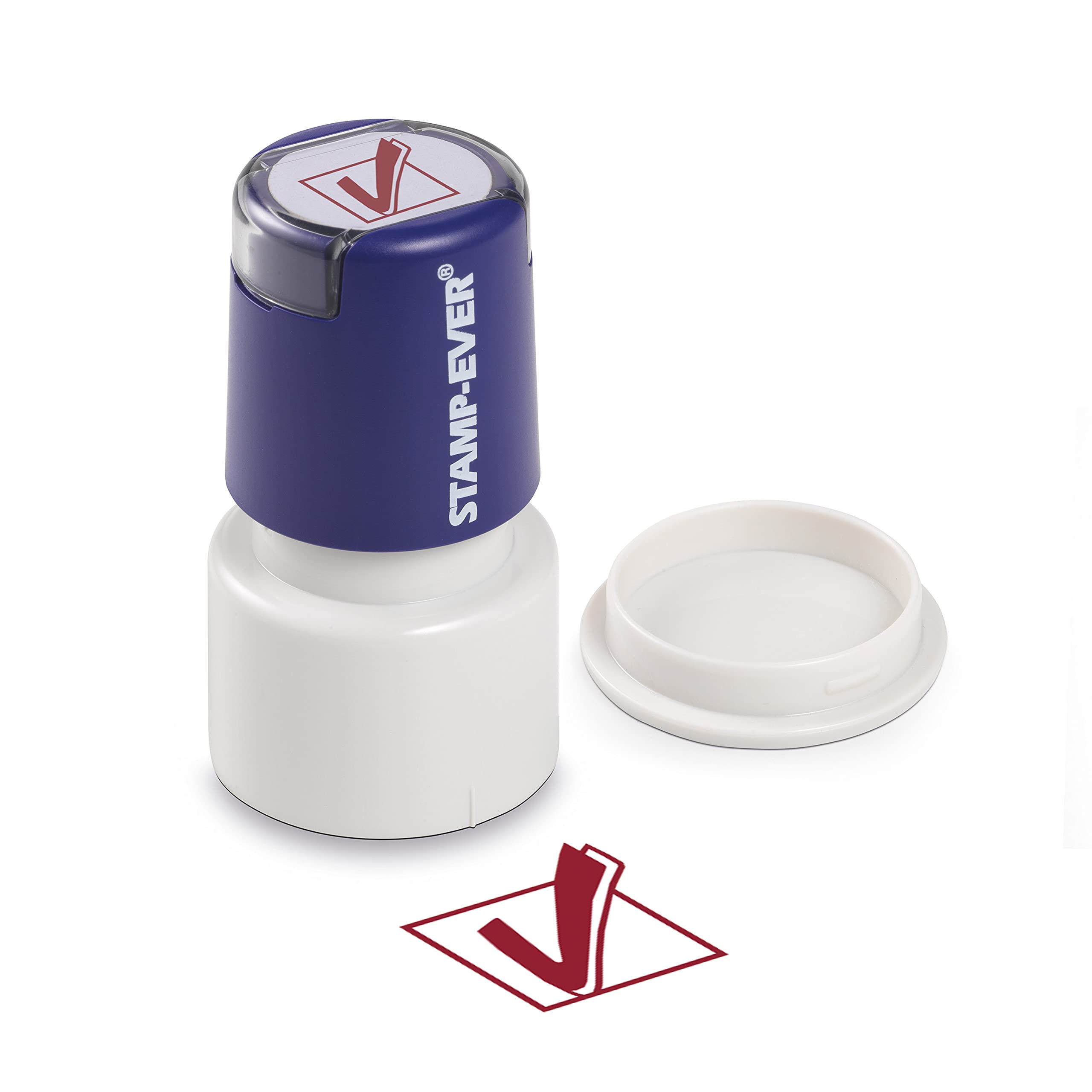 Stamp-Ever Timbro preinchiostrato con messaggio – segno di spunta, inchiostro rosso – Dimensioni impressione: 3/4" rotondo