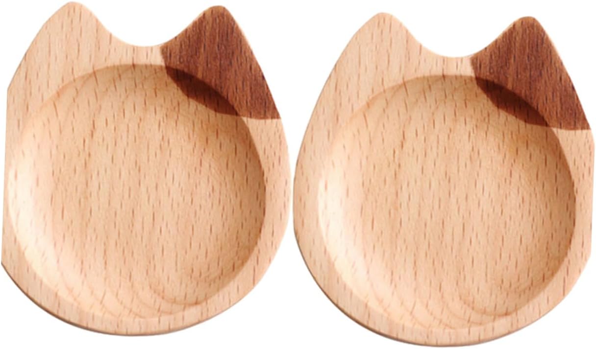 MAGICLULU Cat Dipping Plates Set of 2 Japanese Style Sauce Dishes for Sushi Condiment Plate for Home Kitchen Party Bbq Picnic 2.95 X 2.67 X 0.39 in Left Ear and Beard Cat Design