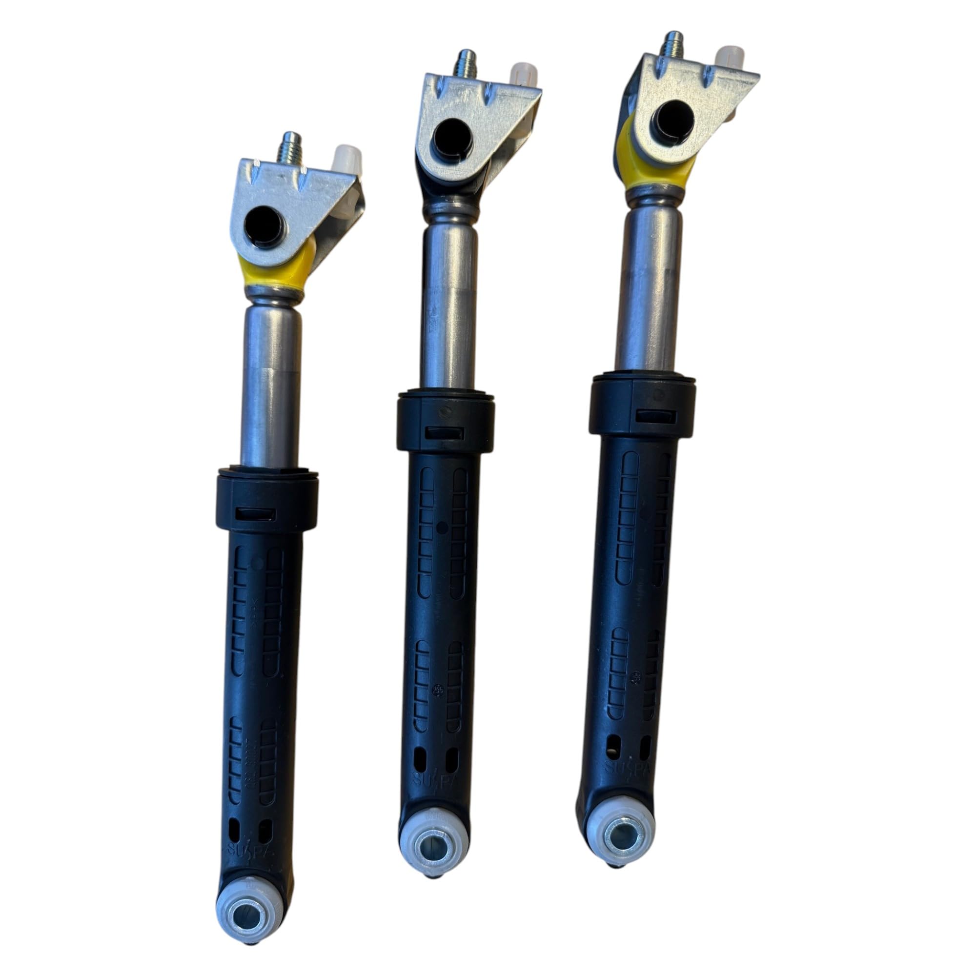 SUSPA RD18 Stoßdämpfer 3er Set passend für Miele Waschmaschine – Ersatz für 9850882, 9850883, 9850884, 9850885 – Waschmaschinen Dämpfer schwarz/gelb – Vibrationsdämpfer & Schwingungsdämpfer