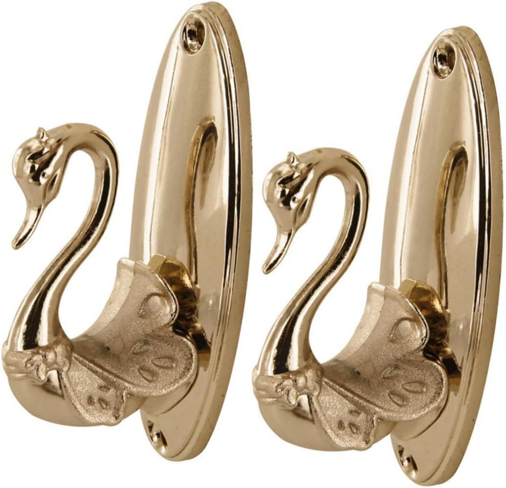Ciieeo 2pcs Pair Curtain Tiebacks Swan Hooks Wall Mount Drapery Holdbacks Elegance for Traditional Modern Spaces (11.8 x 4.7 in)
