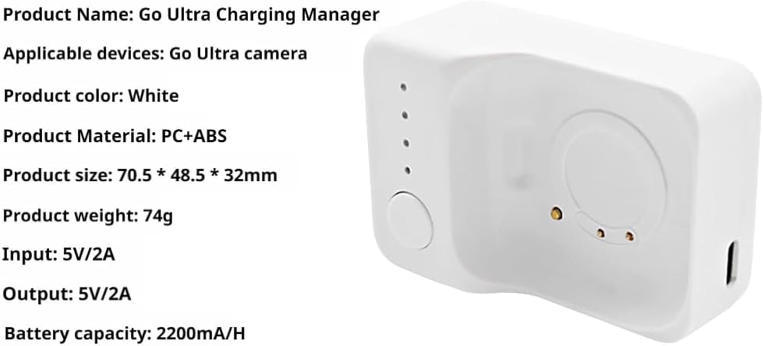2-in-1 GO Ultra Charging Base & Carrying Case Kit Compatible with Insta360 GO Ultra, Hard Shell Storage & Charging Dock Combo with Carabiner (Blue)