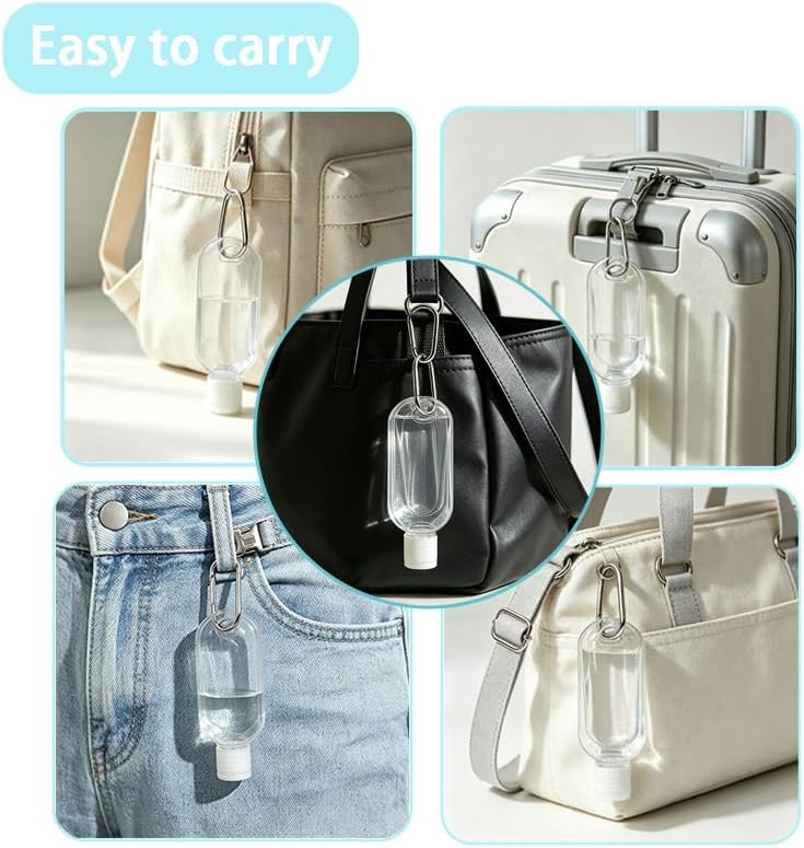 10 Pcs 1.7 oz Refillable Travel Bottles with Keychain, Empty Leakproof Squeeze Containers, Portable Travel Size Holders for Hand Sanitizer, Ideal for Backpack, Purse & Pocket image 8