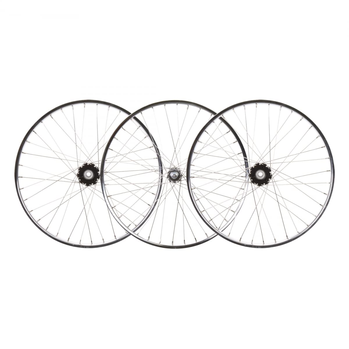 WheelMaster Front and Rear Bicycle Wheel Set 24 x 1.75 36H, Steel, Bolt On, Silver