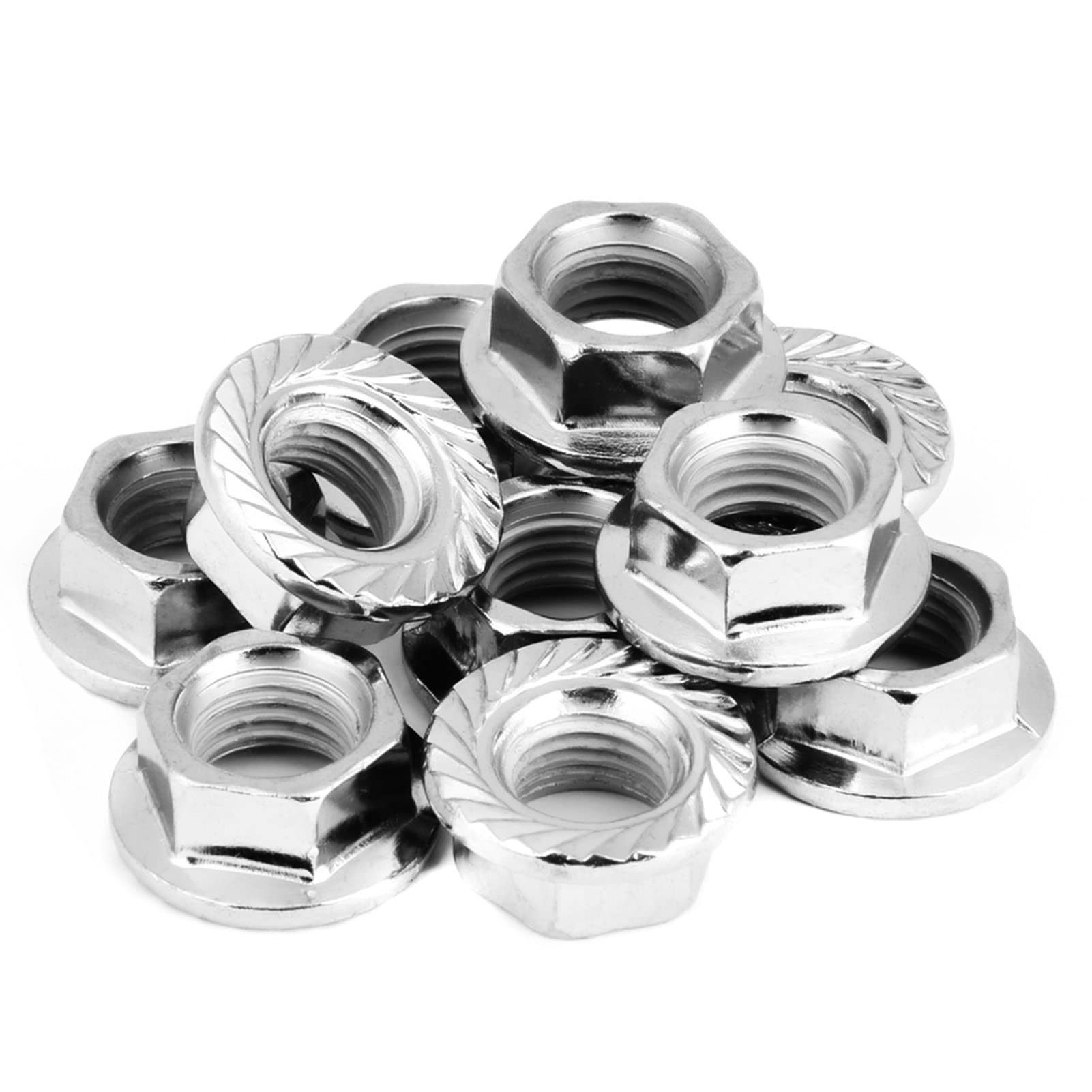 M10X1.25 Dado M10X1.25 Dado Flangiato Ferro Cromato 10 Pz Filettatura Fine Esagonale Dado Esagonale Dadi Flangiati di Fissaggio Con Pad
