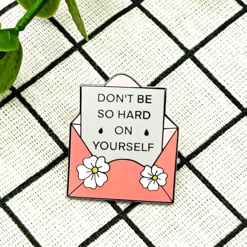 Image of Don't Be So Hard On Yourself Pin - Fun Series | Premium Enamel Pin - Statement Lapel Pin - Plated Badge for Clothing, Bags, Hats, Jackets, and Lanyards