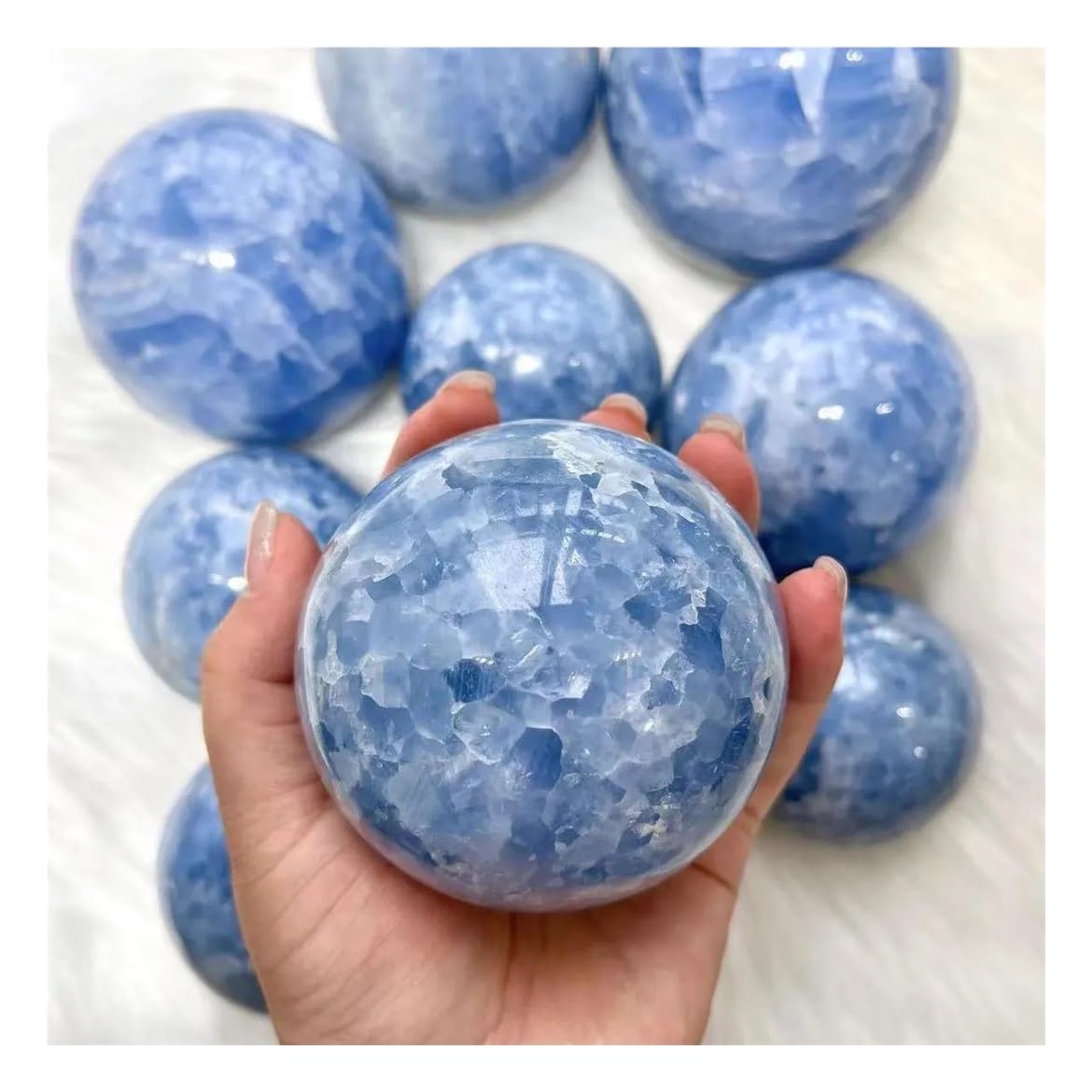 NHKSFBLQ 1pc 6.5-7cm Crystal Celestite sphere Crystal