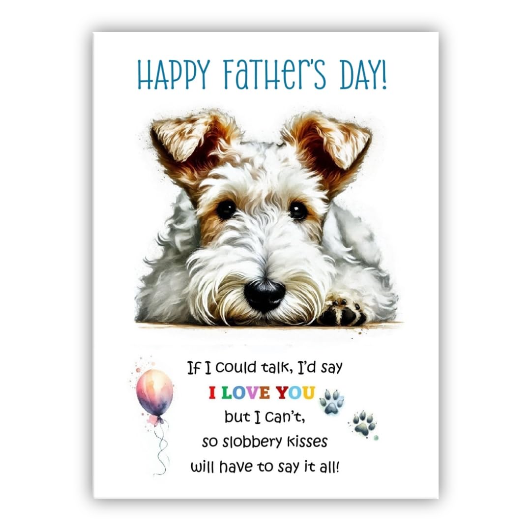Father's Day Card from the dog. Dog Lovers Card. Fathers Day card from the dog. Differenet breeds. (Welsh Terrier white) — image 1