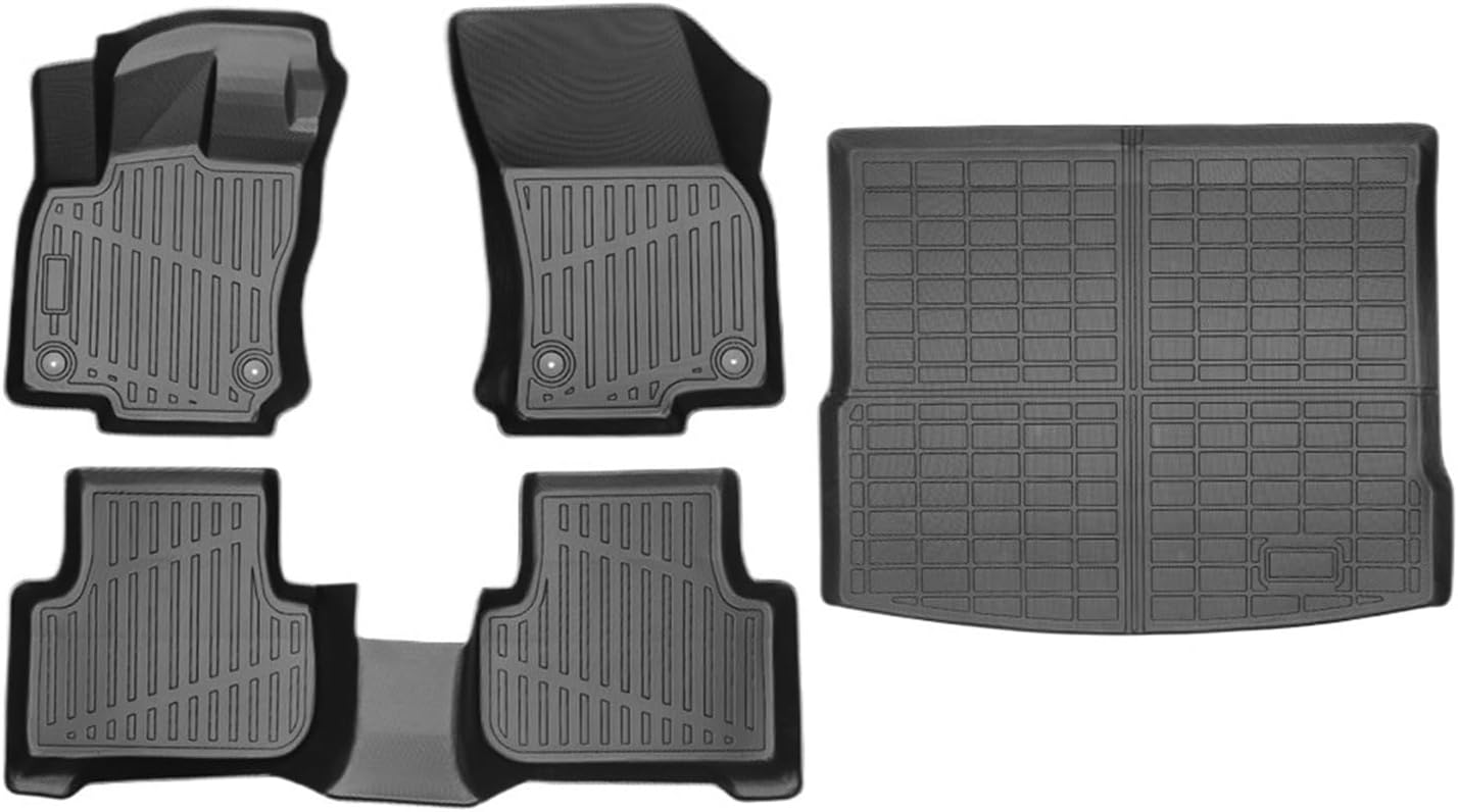 Floor Mats TPE Trunk Mat Luggage Mat Waterproof Non-Slip Carpet Left Hand Drive Compatible with VW Tiguan Gasoline 2016-2024(Gas 4pcs)