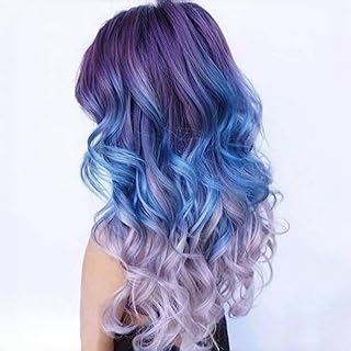 Peluca larga azul, azul sirena peluca con ondas largas, en color que lleva una fiesta de discoteca