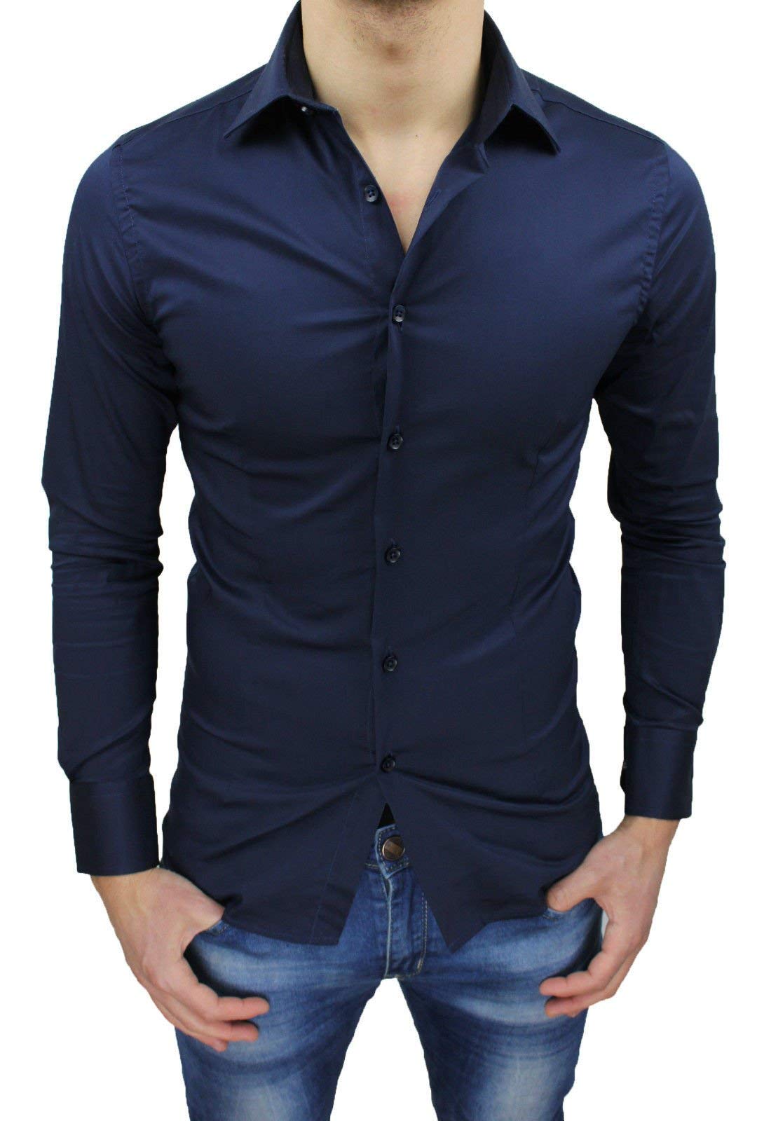 Camicia Uomo Sartoriale Slim Fit Aderente Casual Elegante