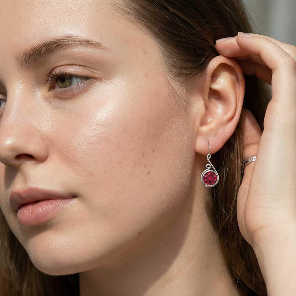 Handmade 925 Sterling Silver Overlay Drop Dangle Earring Natural Gemstone Carnelian, Crystal, Moonstone, Turquoise Round Boho Jewelry For Women
