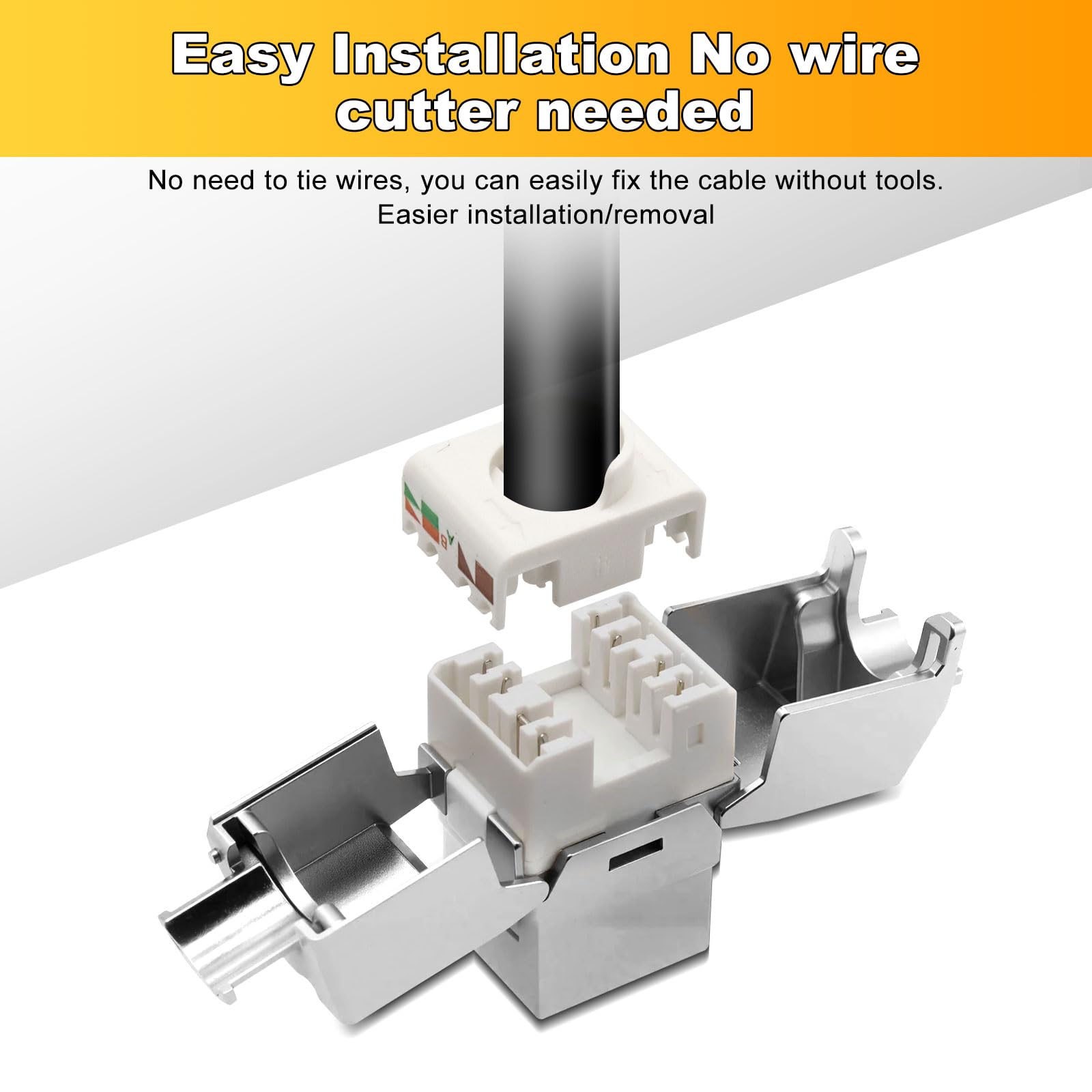12x CAT 7 Keystone RJ45 Modul Buchse LAN Kabel 10 Gbit/s bis 1000 MHz AWG 22-24 werkzeuglos LSA vollgeschirmt STP Einbaubuchse RJ45 Buchse Schneidklemme für Patchpanel und Netzwerkdose