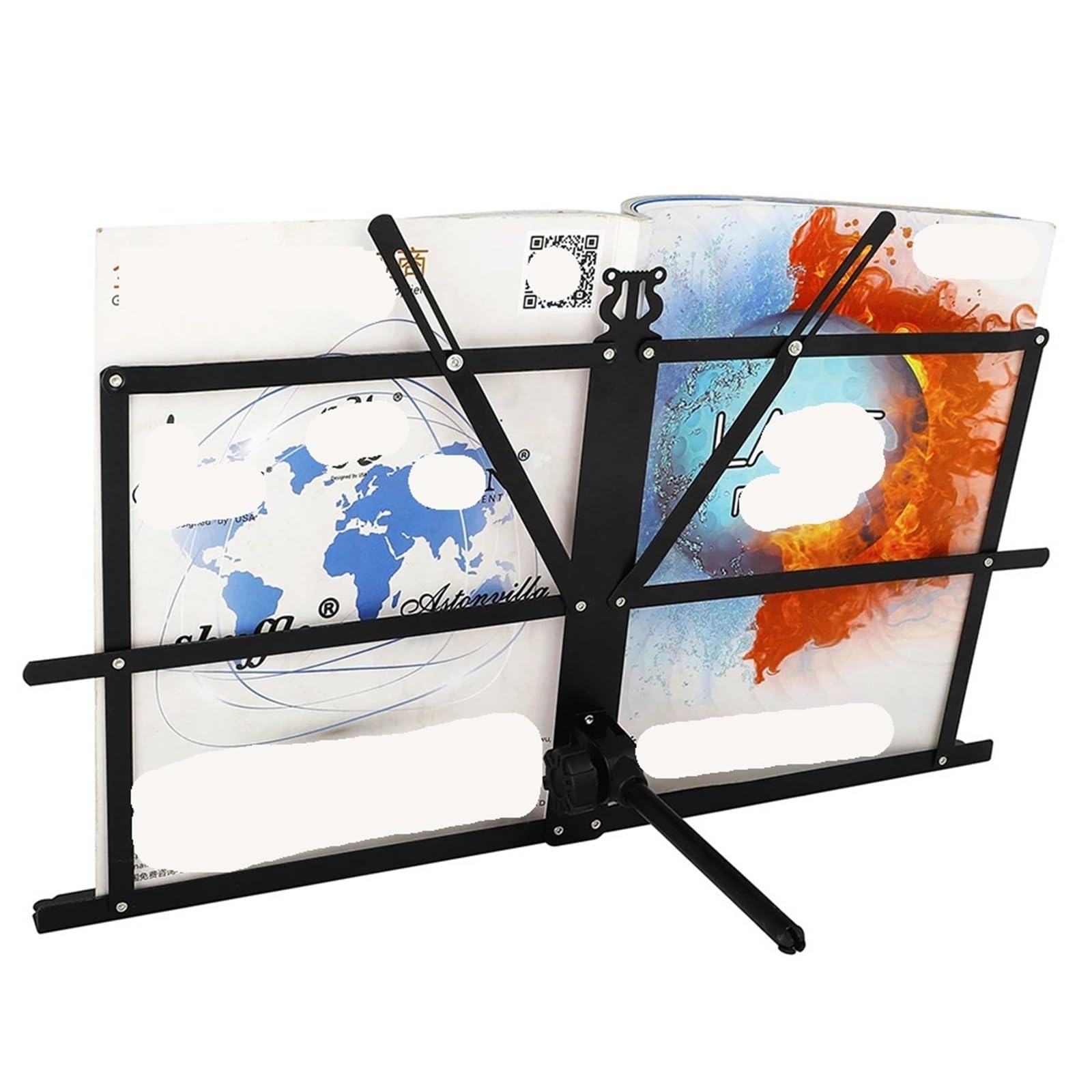 Leggio per Spartiti Supporto Pieghevole for spartiti Musicali Supporto da Tavolo in Acciaio Inossidabile Supporto Regolabile con Borsa Accessori for Strumenti Musicali(Black)