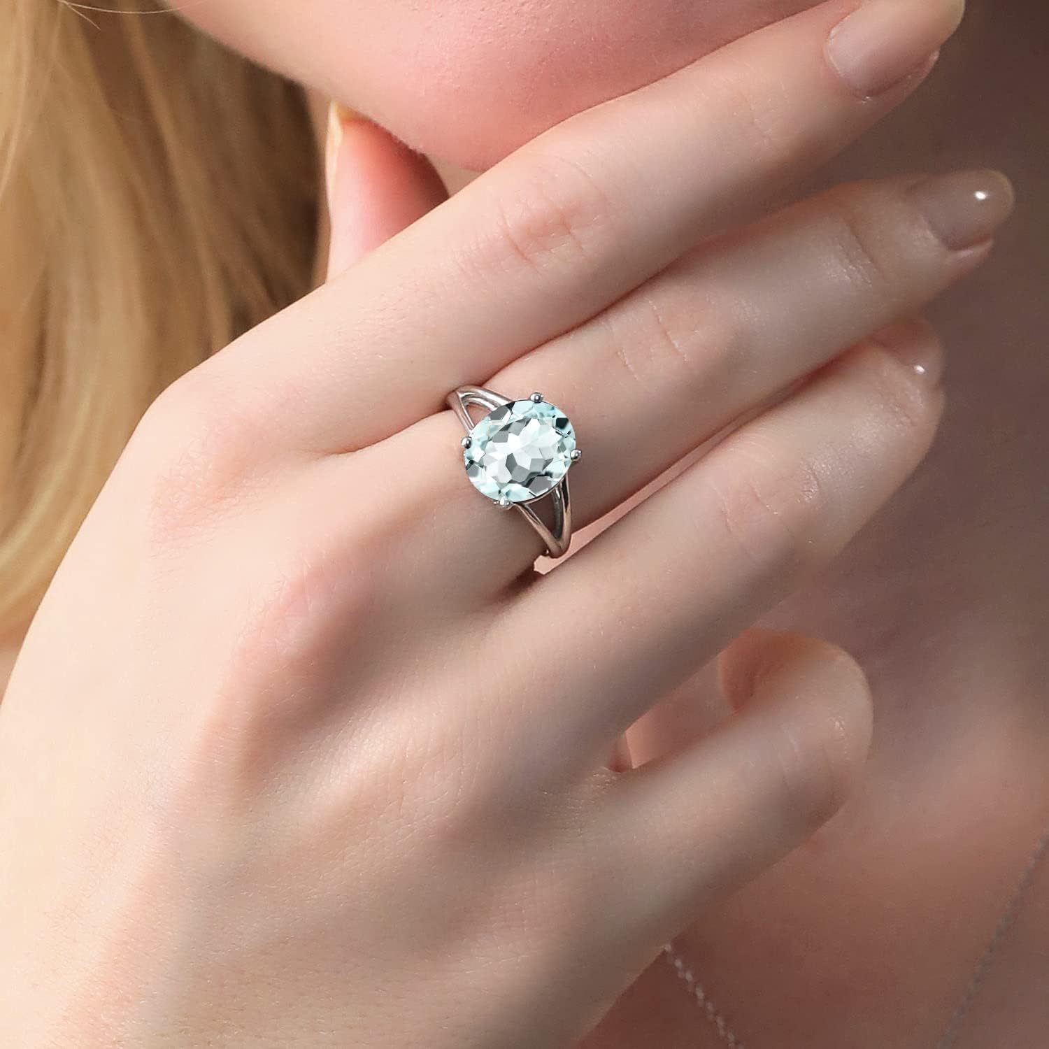 Gem Stone King 3-7 Cttw Gemstone Birthstone Solitaire Ring | 925 Sterling Silver | Oval 12X10MM | Wedding Engagement Anniversary Promise Ring For Women