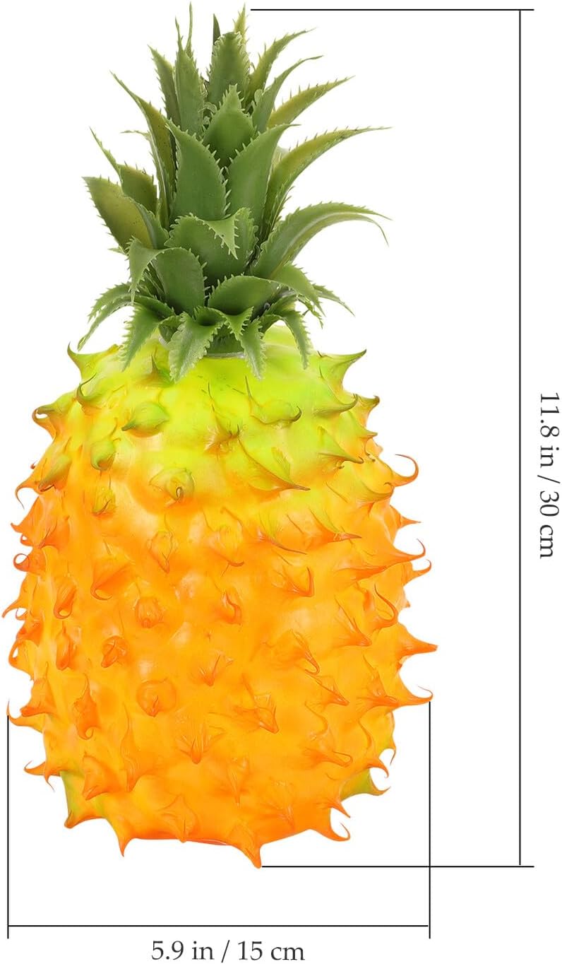 GARVALON Artificial Pineapple Fruit Model Large Foam Faux Pineapple Lifelike Simulated Fake Fruit Ornament for Home Cabinet Kitchen Photography Prop
