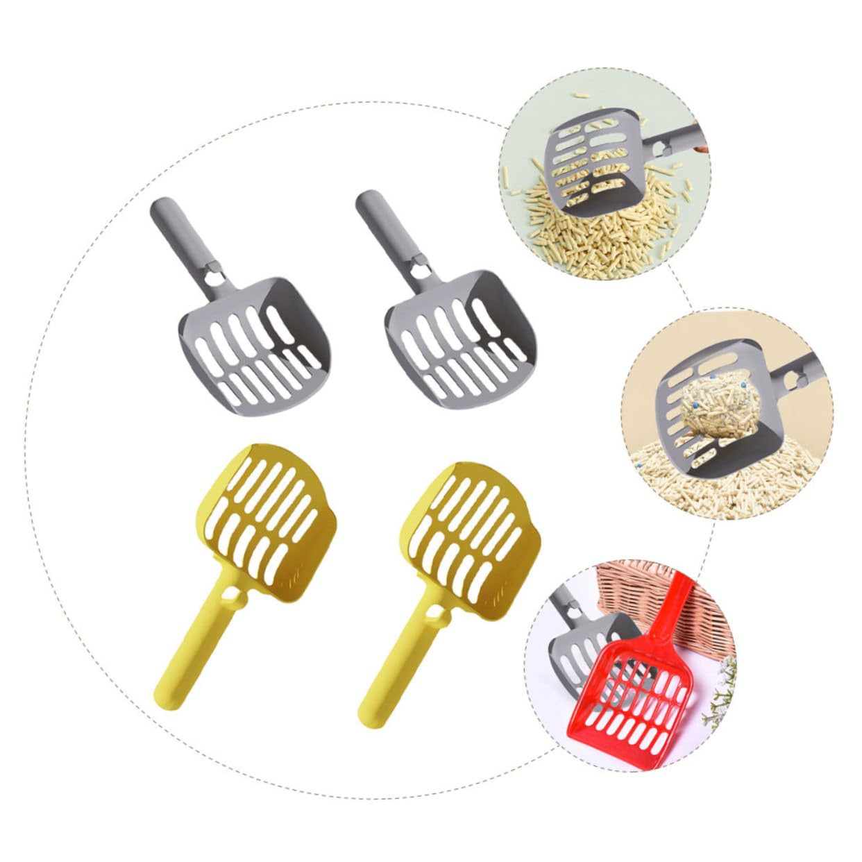 Pala para Arena de Gato, 4 Uds. Palas de Arena Antideslizantes, for Gatos Grande, portátil, Material Resistente for rascar
