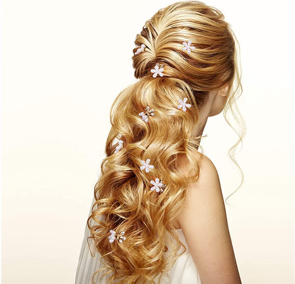 JB ONLINE HUB PACK OF10 Royal Pearl Bloom Hair Clips for Girls & Women, Handcrafted Floral Pearl Hair Pins for Braids, Bun & Ponytail Hairstyles 4