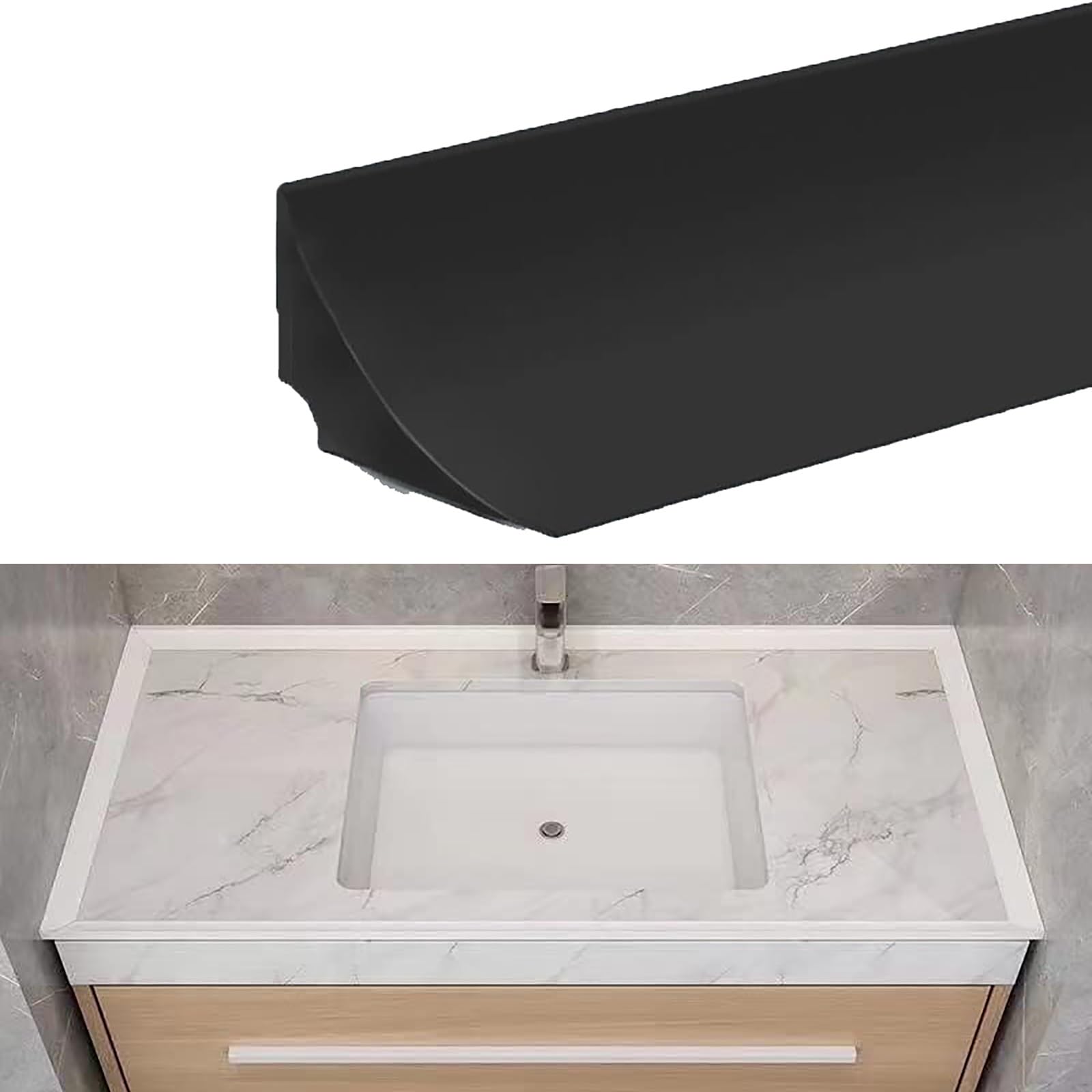 Barriera d'acqua per soglia doccia in silicone, striscia mobile di ritenzione dell'acqua per bagno in silicone morbido, per cucina Striscia di ritenzione acqua autoadesiva ( Color : Black , Size : 220