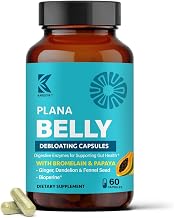 Plana Belly | Digestive Enzymes for Quick Bloating Relief | Vegan Formula with Ginger, Fennel & Dandelion – Helps Reduce Water Retention – Gut Health for Men & Women – 60 Capsules