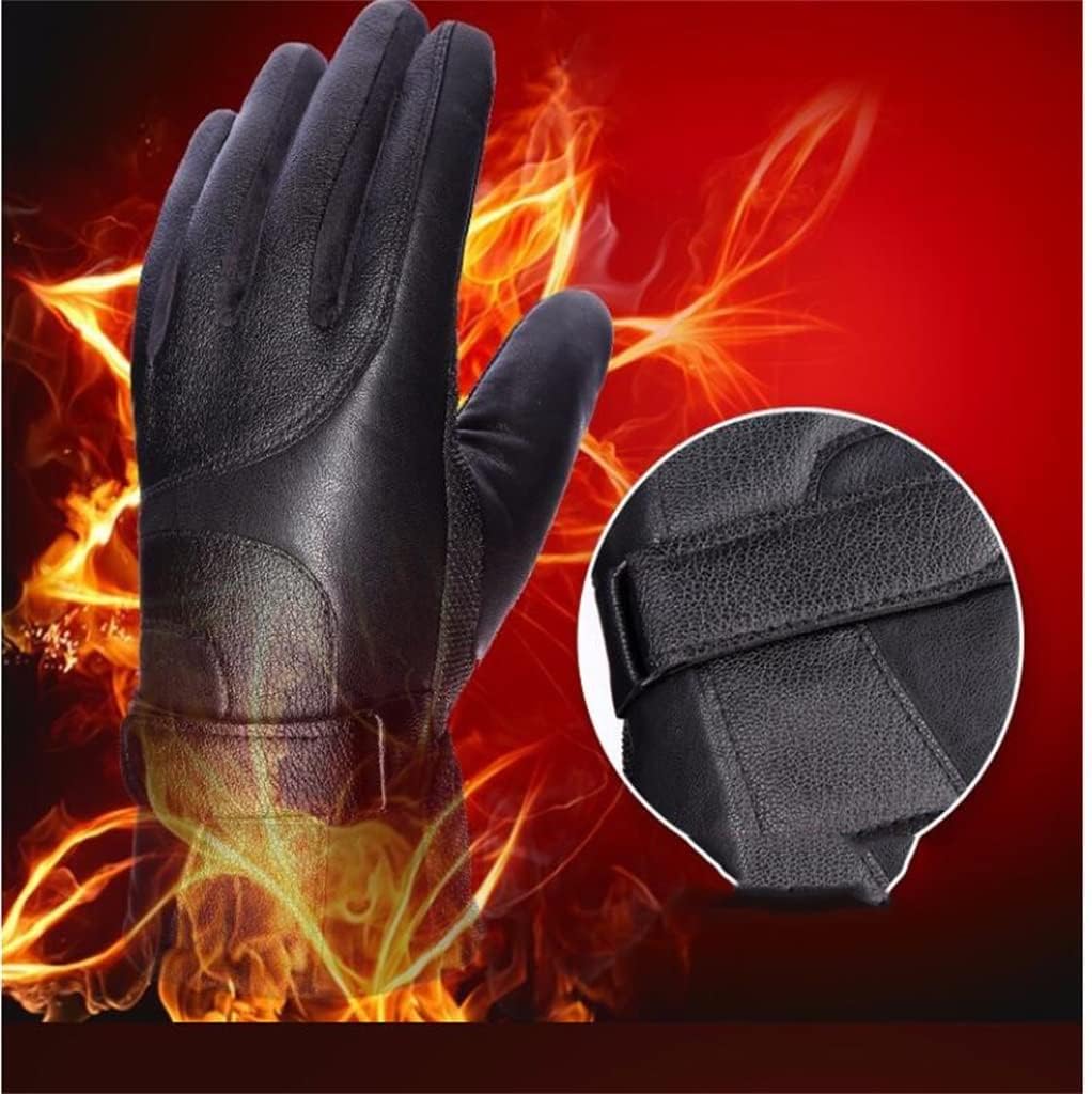 HBJWOV Gloves Men's Winter Riding Plus Velvet Thick Warm Leather Gloves Skiing Outdoor Motorcycle Touch Screen