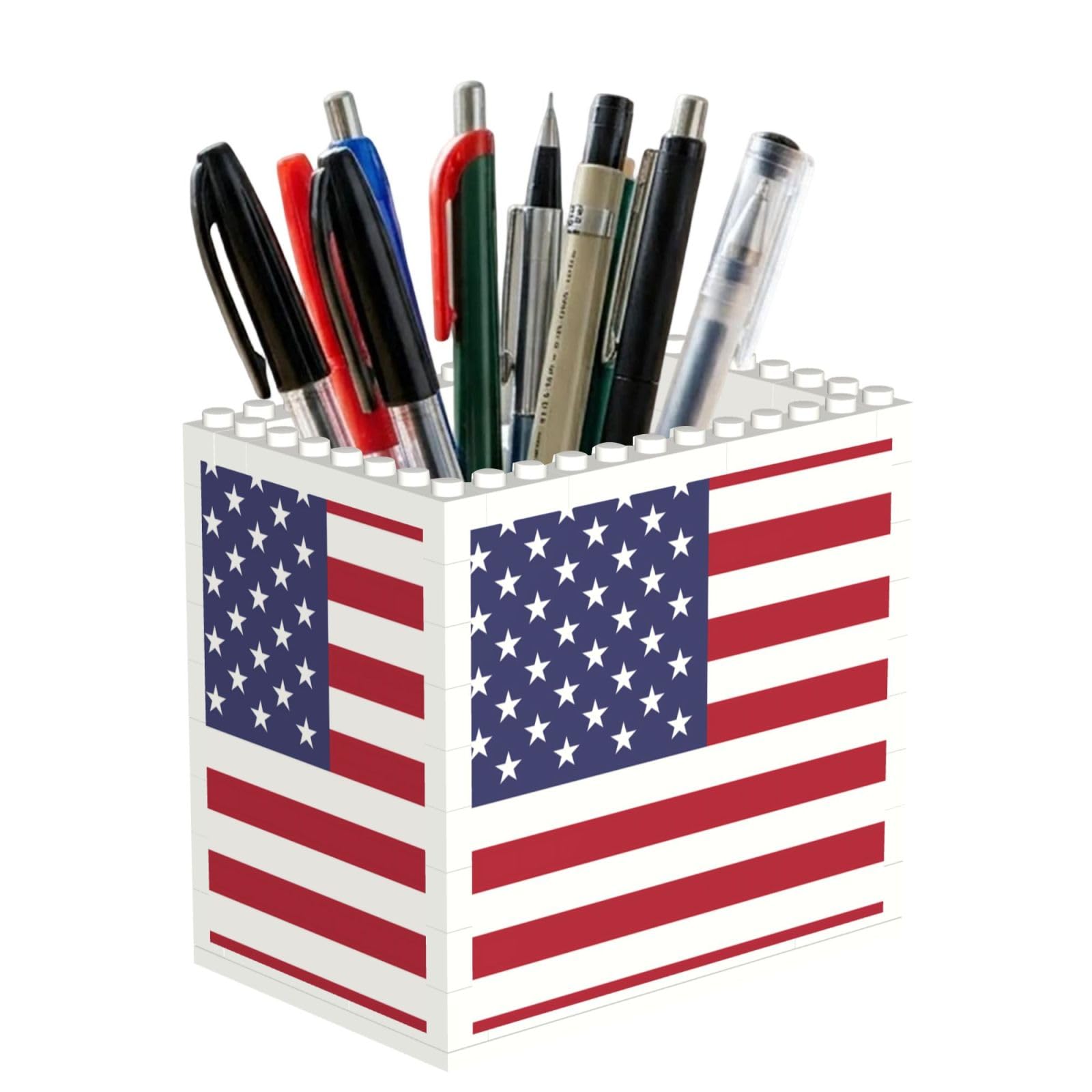SXZVVBN American flag Building Block Desk Tidy ABS Organiser