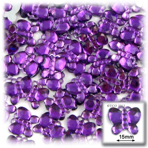 144pc Rhinestones Butterfly 15mm - Purple Amethyst