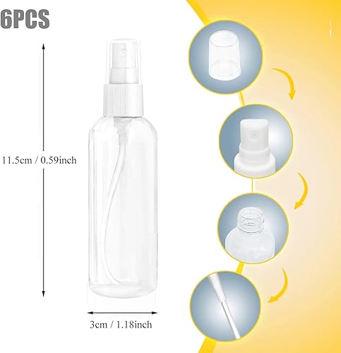 Miniatura 2 de Botellas pulverizadoras 6 piezas, botellas de aerosol cosméticas recargables, pequeños recipientes de líquido rellenables, botella de viaje de
