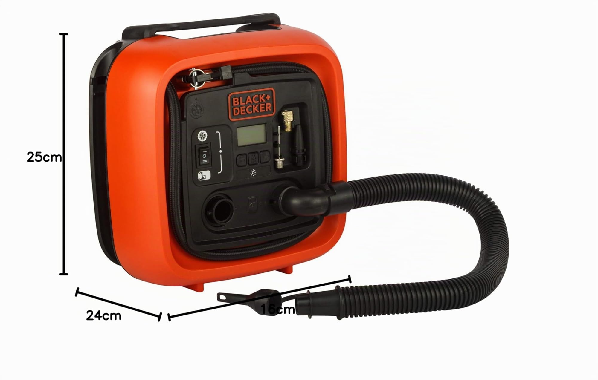 BLACK+DECKER 11.0, Bomba de Aire, Compresor Bar 12 V 160 psi para Neumáticos, Pelotas, Sillas de Ruedas con 2 Modos de Funcionamiento y AbPUMP de Modo asi400 0 W 12 V